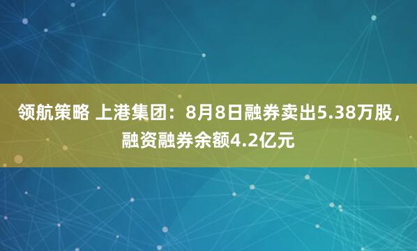 领航策略 上港集团：8月8日融券卖出5.38万股，融资融券余额4.2亿元