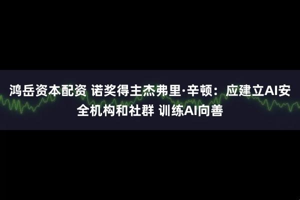鸿岳资本配资 诺奖得主杰弗里·辛顿：应建立AI安全机构和社群 训练AI向善